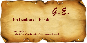 Galambosi Elek névjegykártya
