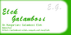 elek galambosi business card